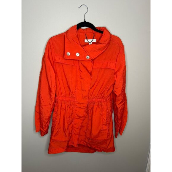 New York & Company Women's Cinch Waist Zip Front Hooded Trench Coat Rain Coat Sm - Picture 1 of 12